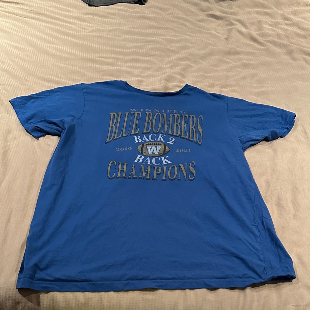 Blue Bombers CFL Grey Cup Back to Back  Champs Tee
